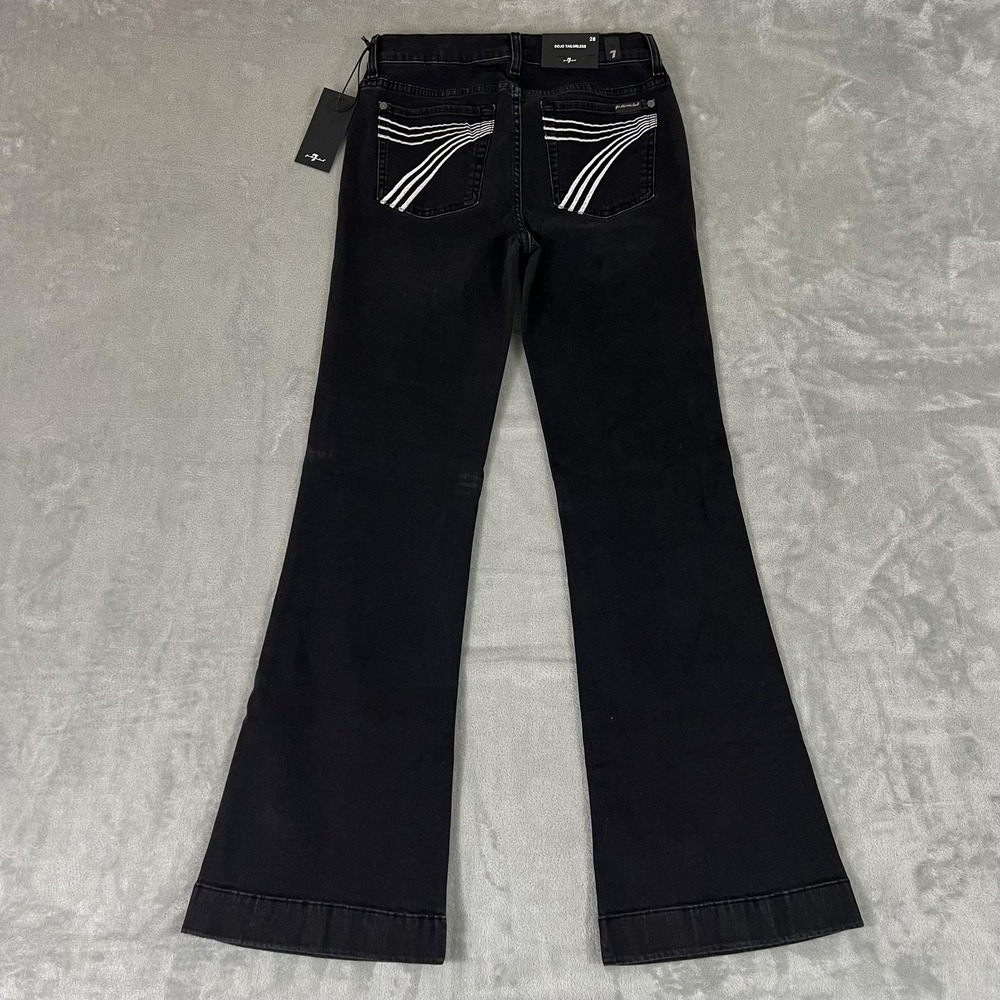 7 For All Mankind Jeans Womens 28 Black Dojo Tailorless Salem Flare STRETCH
